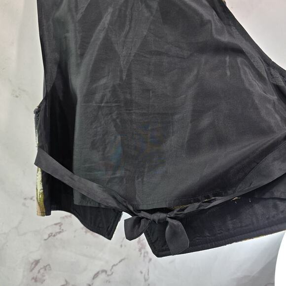 Vintage Tapestry Vest Womens Medium Wine Bottles Black Woven 90s 80s Carpet - Picture 6 of 10